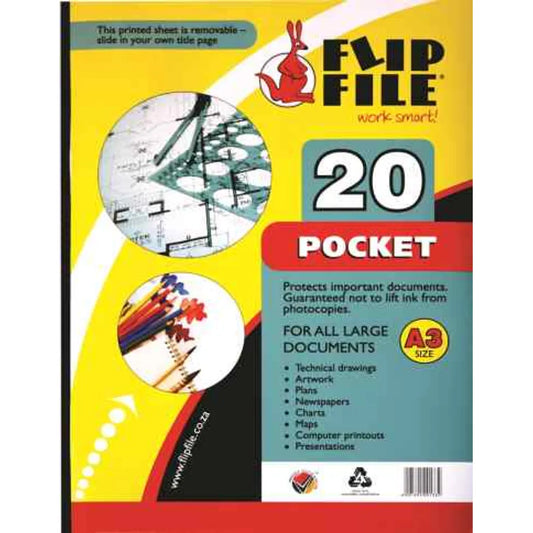 Flip File Kangaroo Display File Book A3 20 Pocket BA11032