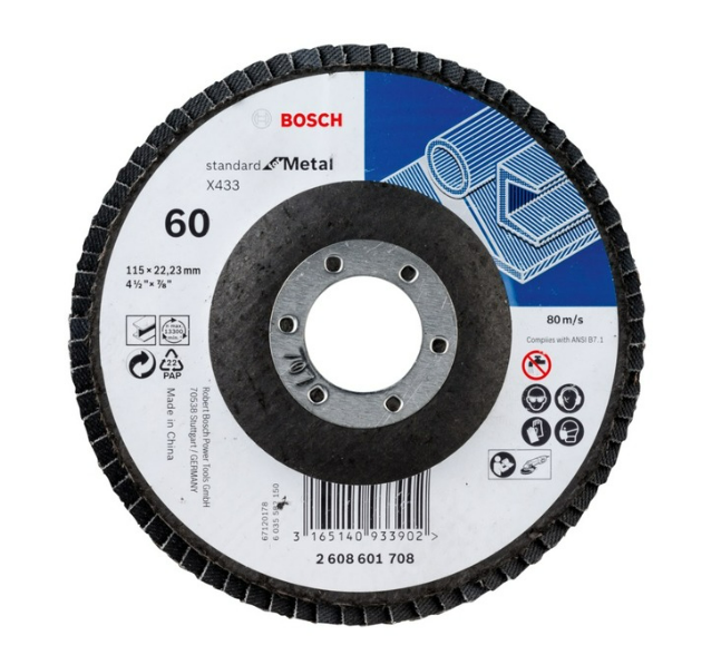 Bosch Standard 60 Grit Metal Flap Disc (115mm)