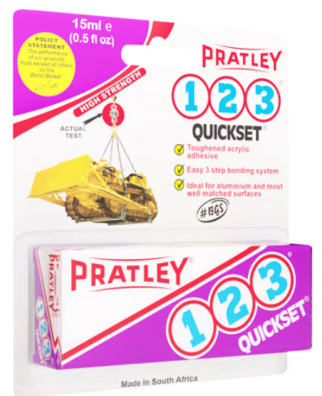 PRATLEY 1-2-3 ADHESIVE 15ML - BONDS MIRRORS TO WINDSCREENS